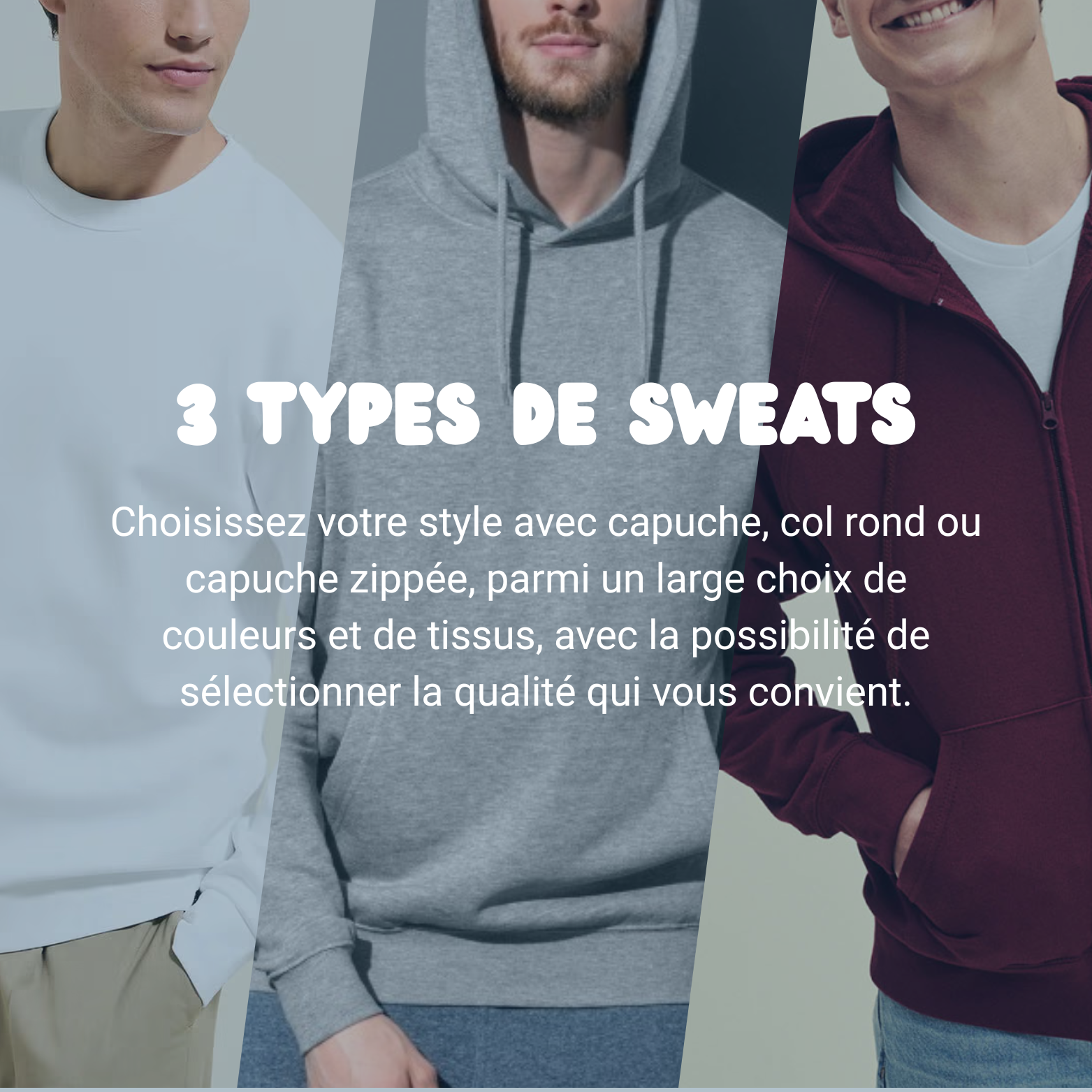 3 types sweats étudiants personnalisé pas cher