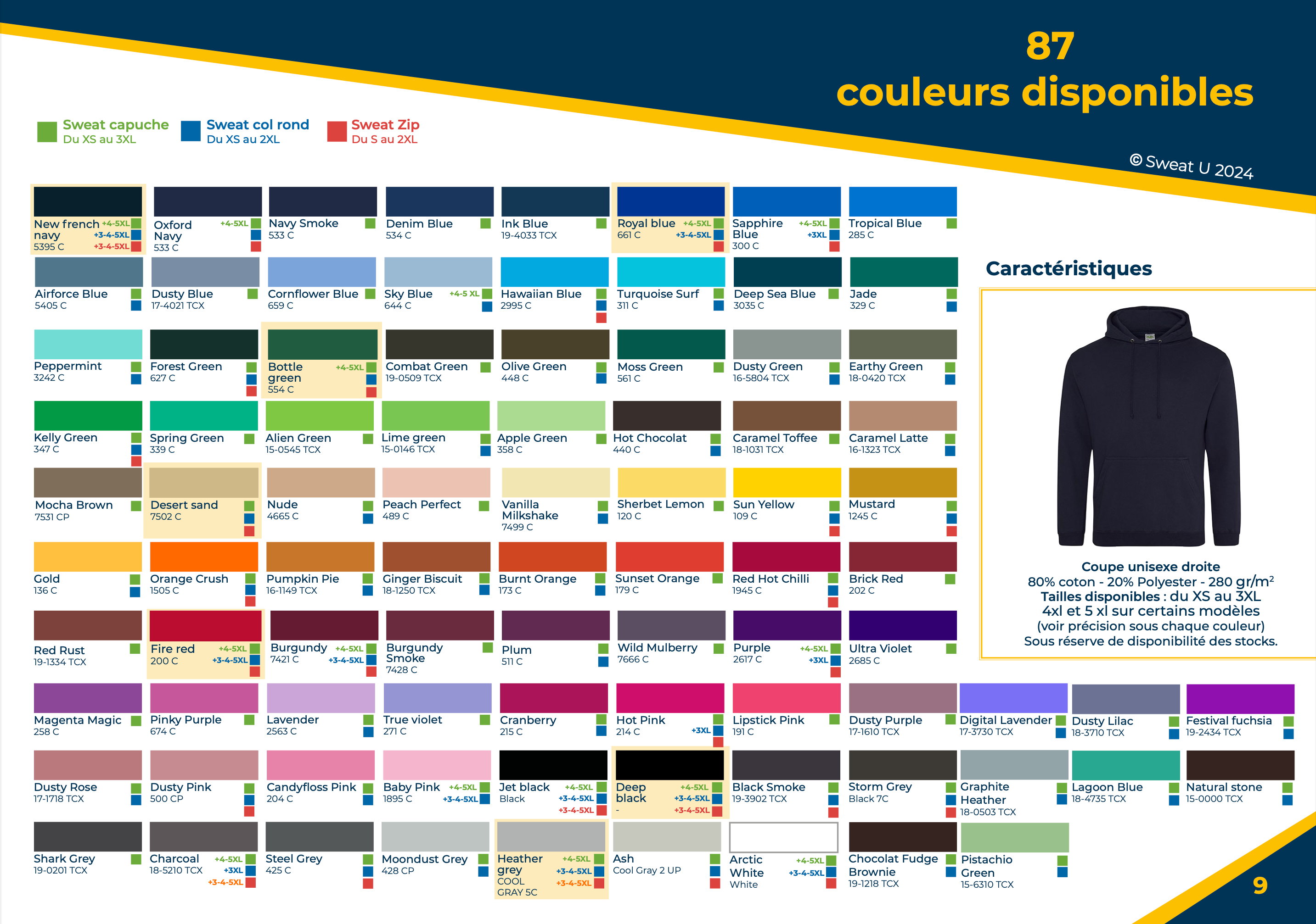 Presentation 87 couleurs sweat etudiant personnalise pas cher 