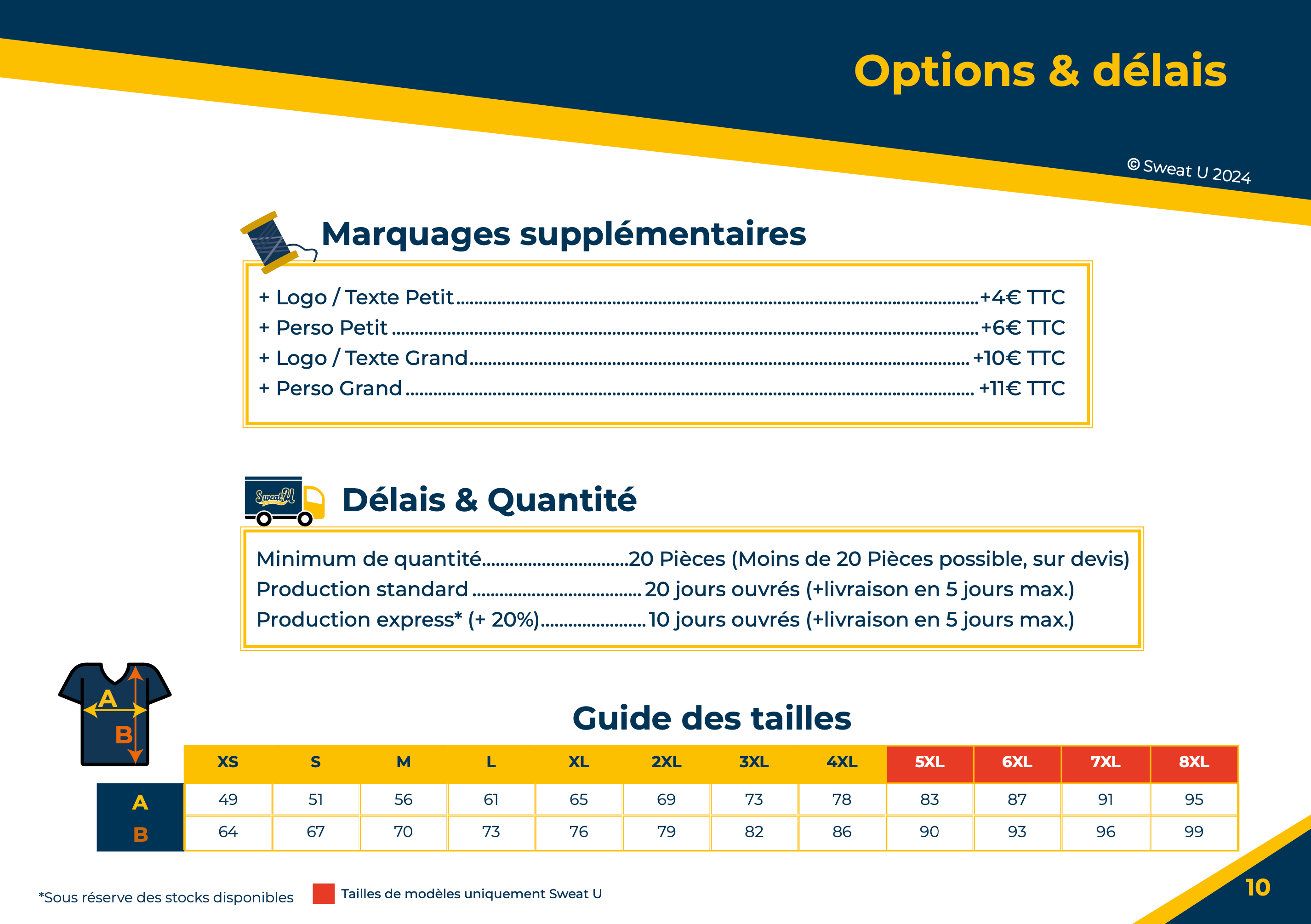 Presentation options et delais sweat etudiant personnalise pas cher 